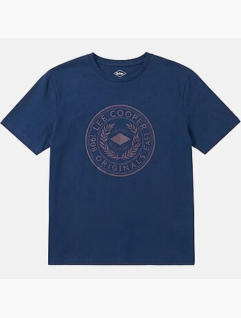Lee Cooper - T shirt homme marine manches courtes avec logo embossé