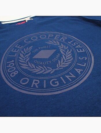 Lee Cooper - T shirt homme marine manches courtes avec logo embossé