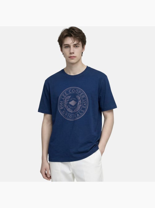 Lee Cooper - T shirt homme marine manches courtes avec logo embossé - Kiabi