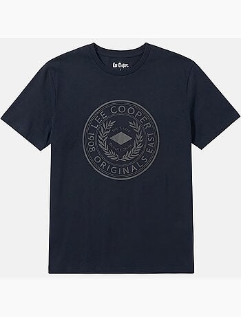 Lee Cooper - T shirt homme noir manches courtes avec logo embossé
