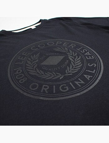 Lee Cooper - T shirt homme noir manches courtes avec logo embossé