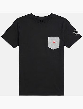 Lee Cooper - T shirt homme noir manches courtes avec poche contrastée