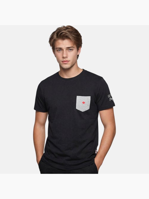 Lee Cooper - T shirt homme noir manches courtes avec poche contrastée - Kiabi