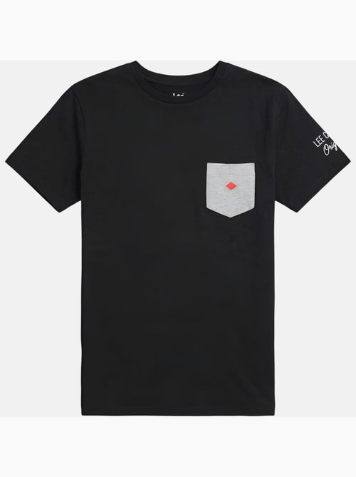 Lee Cooper - T shirt homme noir manches courtes avec poche contrastée - Kiabi