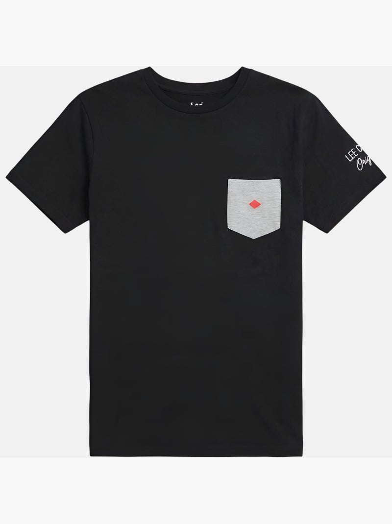 Lee Cooper - T shirt homme noir manches courtes avec poche contrastée Noir - Kiabi