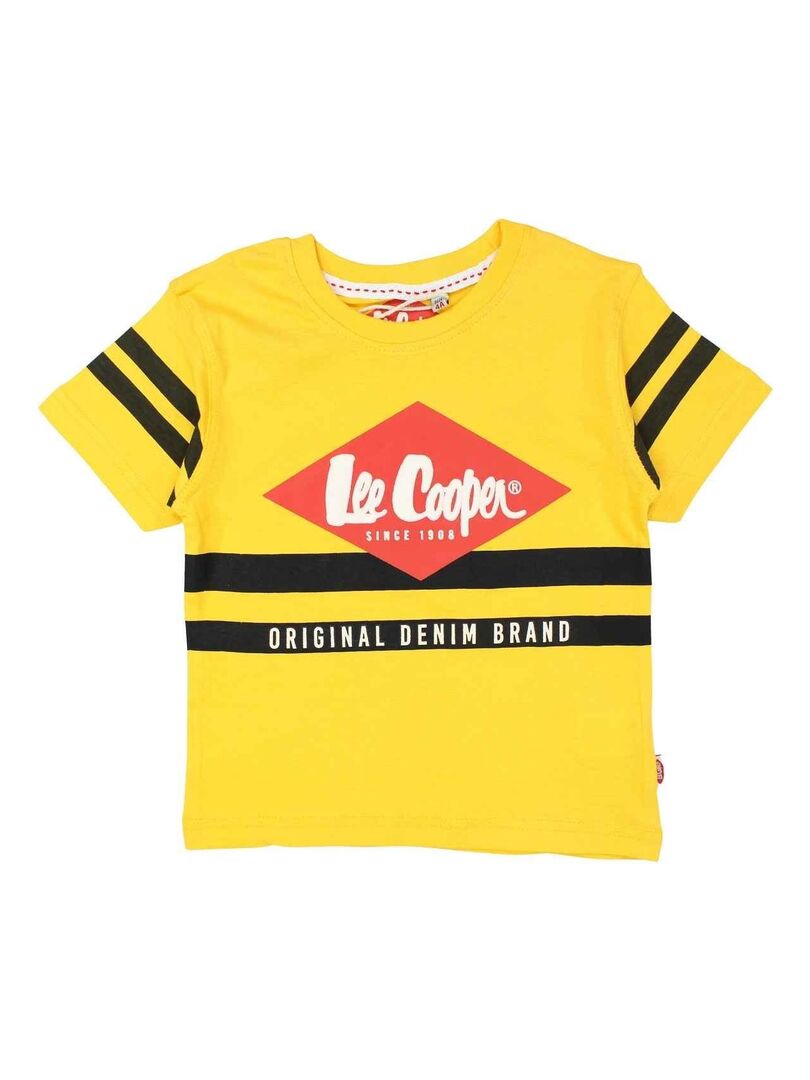 Lee Cooper - T-shirt fille imprimé Lee Cooper en coton - Orange corail