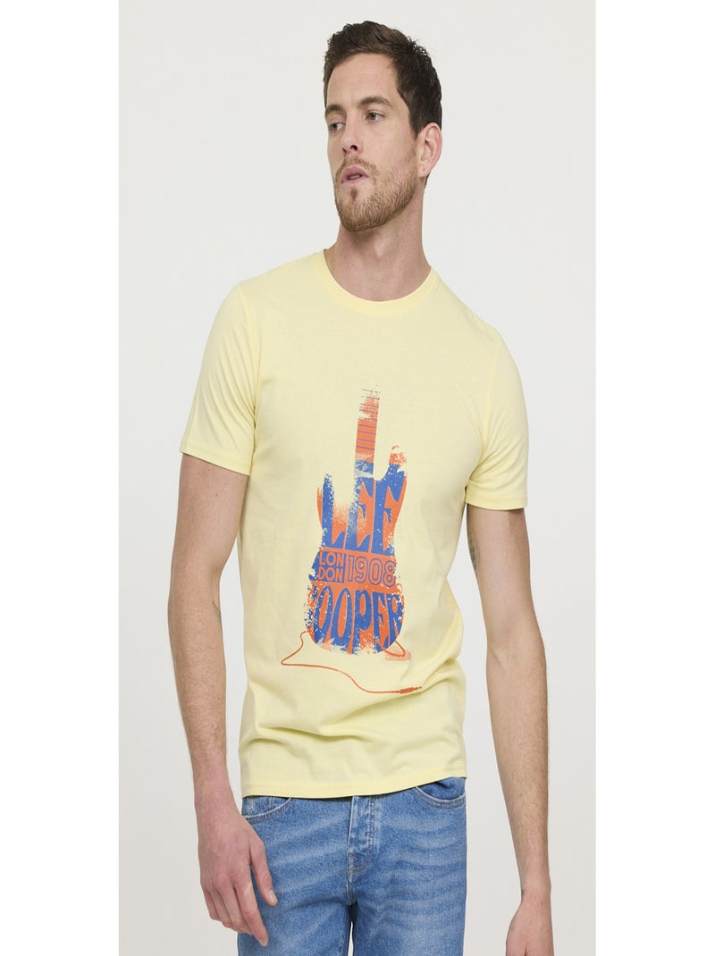 Lee Cooper - T-shirt manches courte coton regular AKOMO Jaune paille - Kiabi