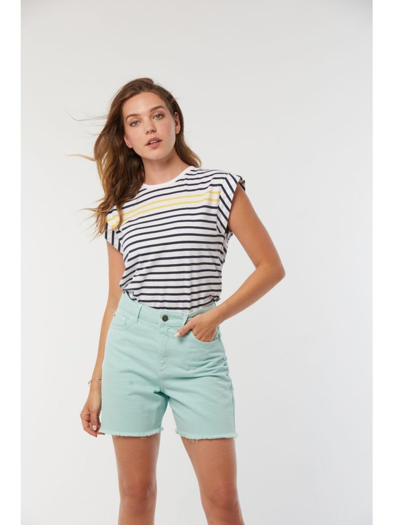 Lee Cooper - T-shirt manches courtes coton regular AFA Bleu Jaune - Kiabi