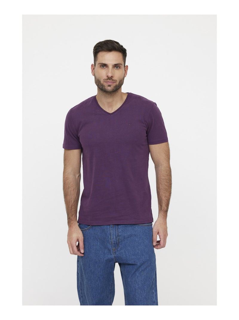 Lee Cooper - T-shirt manches courtes coton regular AJESSY Violet - Kiabi