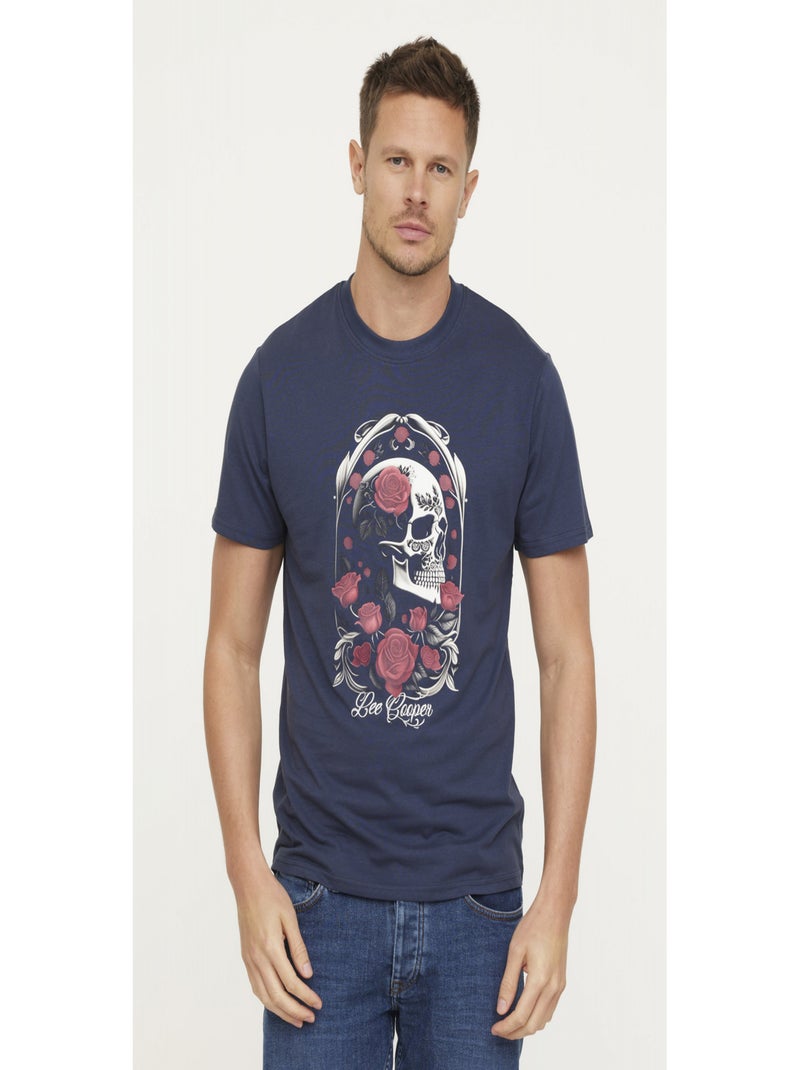 Lee Cooper - T-shirt manches courtes coton regular AMUERTO Bleu marine - Kiabi