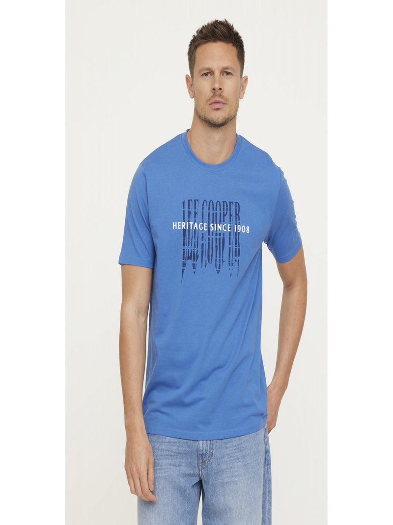 Lee Cooper - T-shirt manches courtes coton regular AVALO Bleu - Kiabi