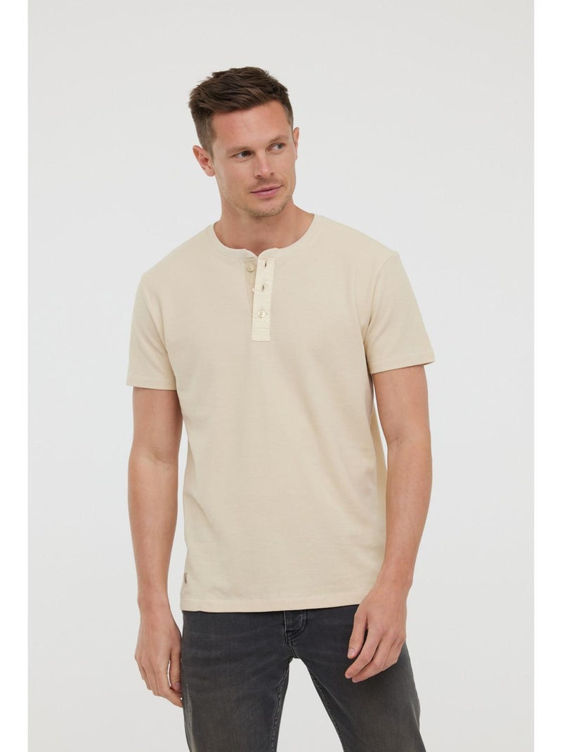 Lee Cooper - T-Shirt manches courtes coton slim AZZO MC Beige - Kiabi