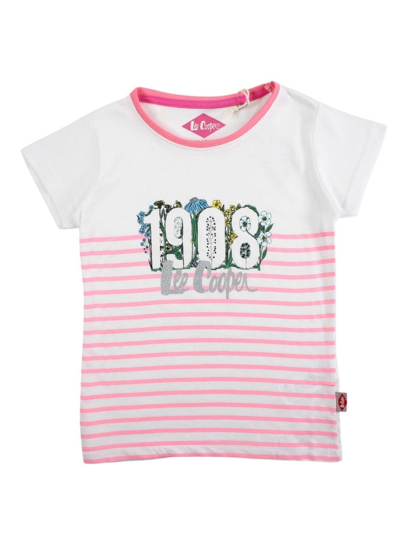 Lee Cooper - T-shirt manches courtes fille à motif Rose - Kiabi