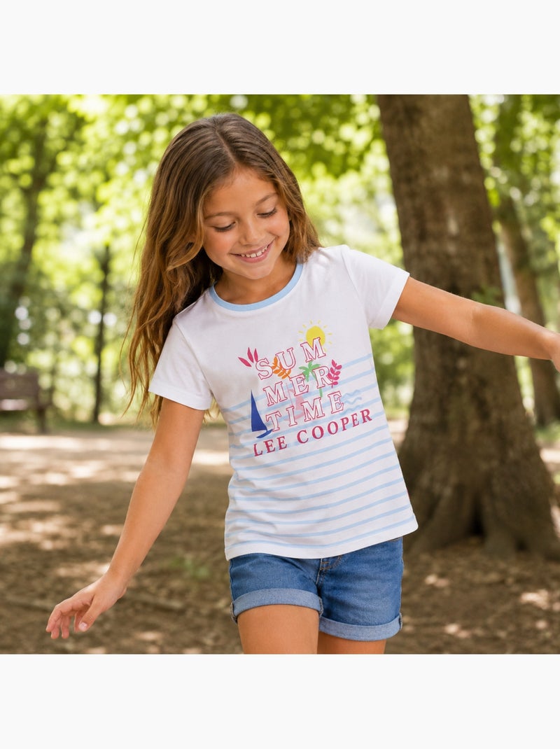 Lee Cooper - T-shirt manches courtes fille Bleu - Kiabi