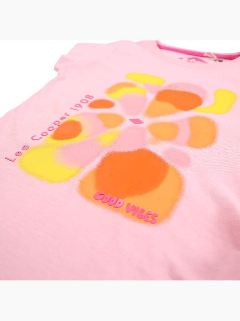 Lee Cooper - T-shirt manches courtes fille imprimé Rose clair - Kiabi