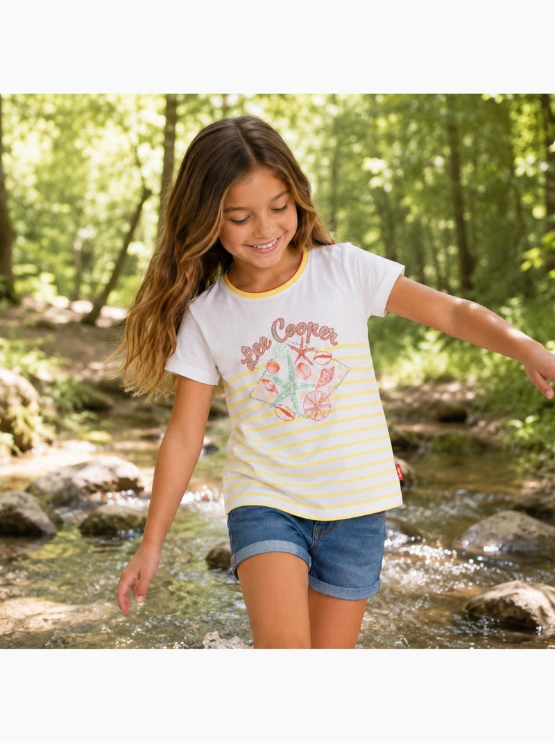 Lee Cooper - T-shirt manches courtes fille Jaune - Kiabi