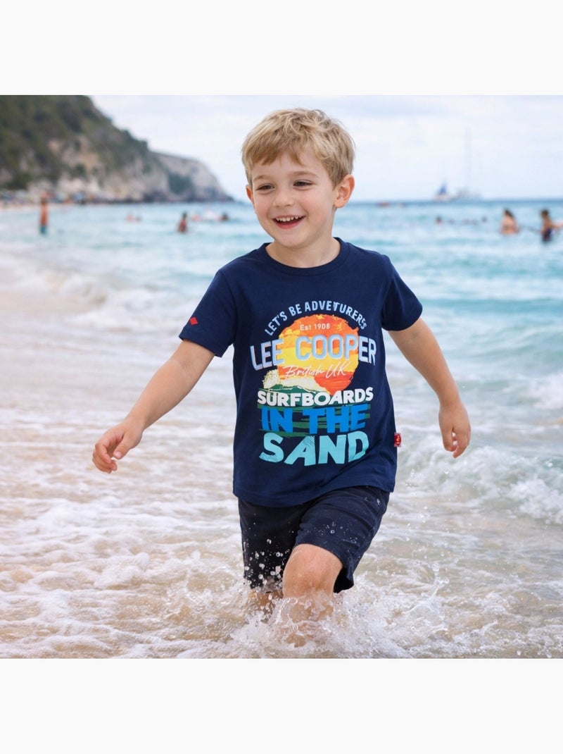 Lee Cooper - T-shirt manches courtes garçon avec dessin coloré Bleu marine - Kiabi