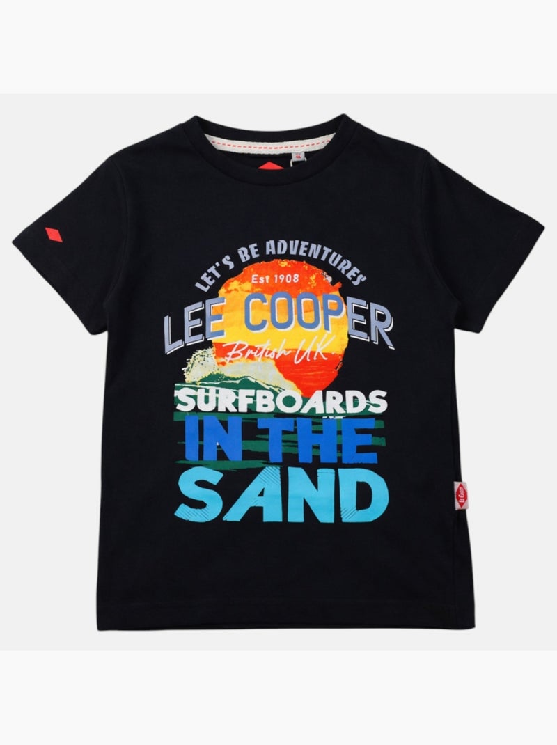 Lee Cooper - T-shirt manches courtes garçon avec dessin coloré Noir - Kiabi