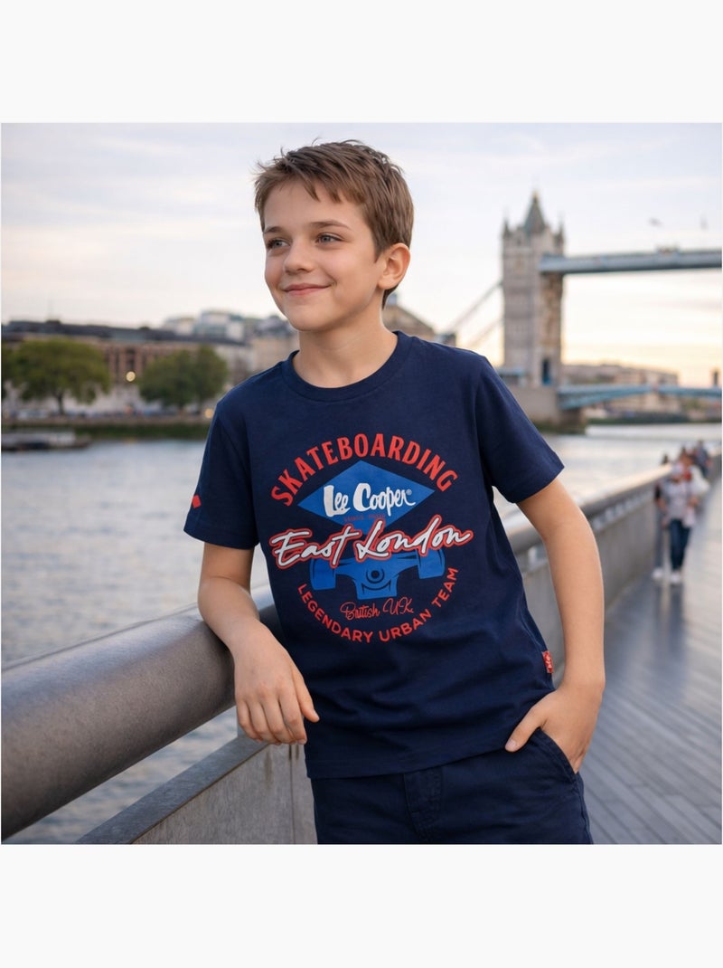 Lee Cooper - T-shirt manches courtes garçon avec imprimé Bleu marine - Kiabi