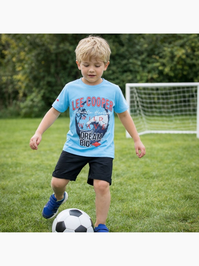 Lee Cooper - T-shirt manches courtes garçon avec imprimé Bleu - Kiabi
