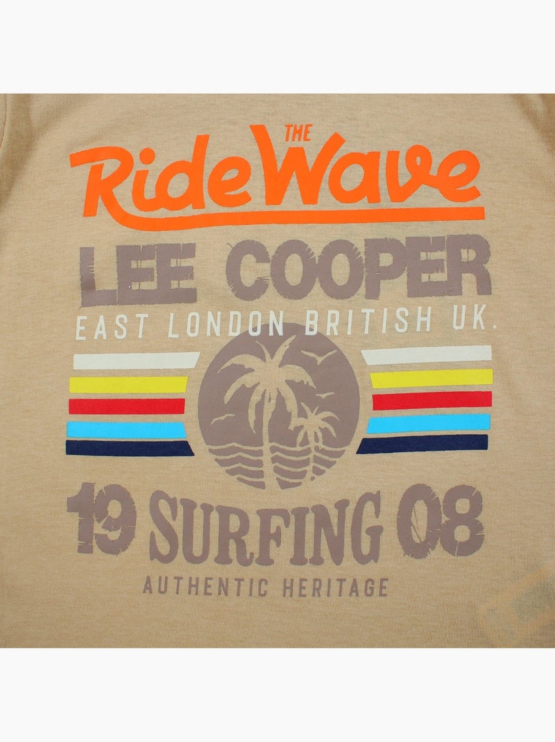 Lee Cooper - T-shirt manches courtes garçon avec imprime colore Beige - Kiabi