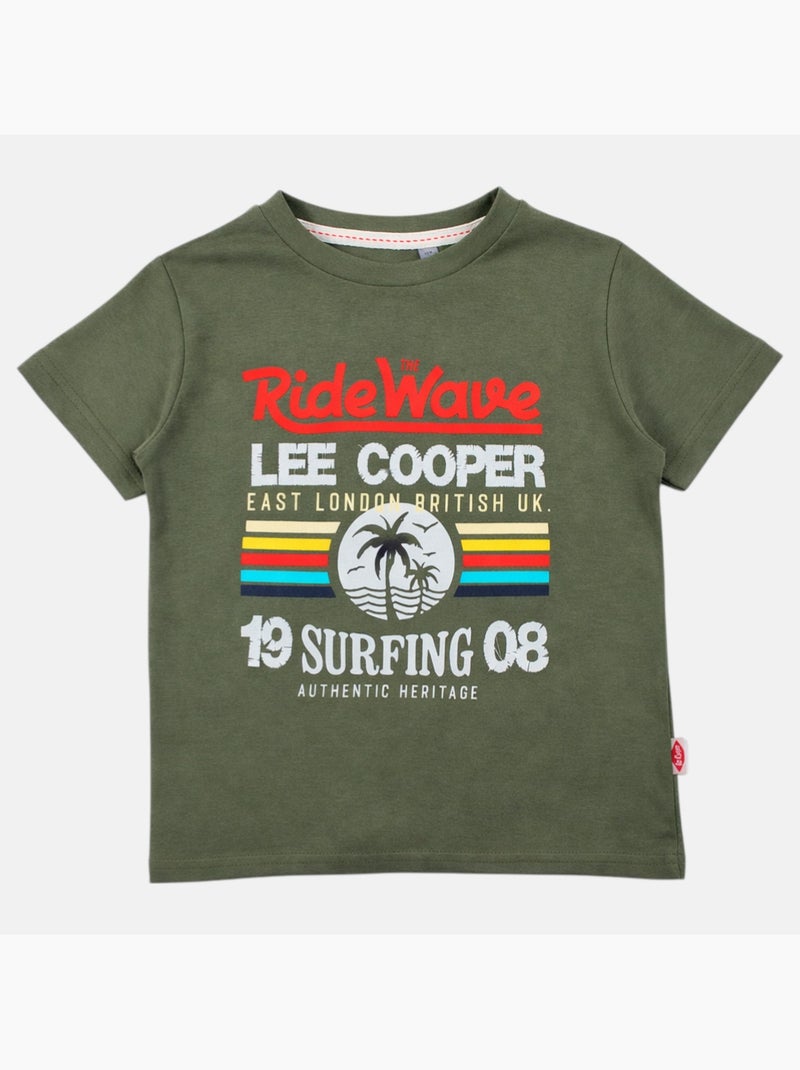 Lee Cooper - T-shirt manches courtes garçon avec imprime colore Kaki - Kiabi