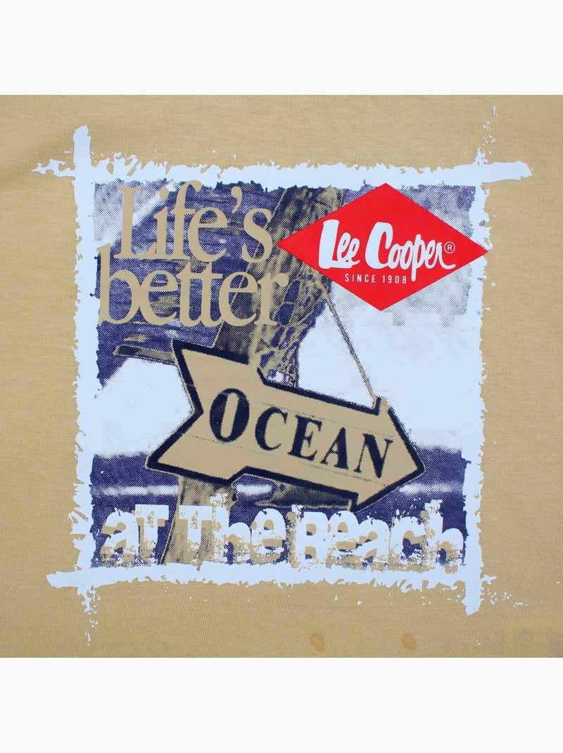 Lee Cooper - T-shirt manches courtes garçon avec imprime ocean Beige - Kiabi