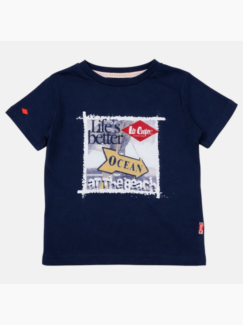 Lee Cooper - T-shirt manches courtes garçon avec imprime ocean Bleu marine - Kiabi