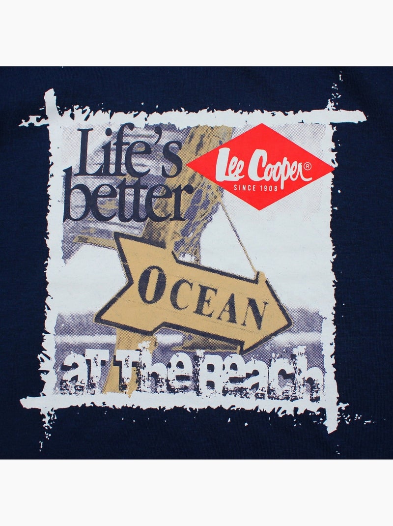 Lee Cooper - T-shirt manches courtes garçon avec imprime ocean Bleu marine - Kiabi