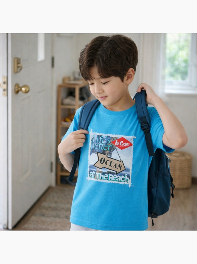 Lee Cooper - T-shirt manches courtes garçon avec imprime ocean Bleu - Kiabi