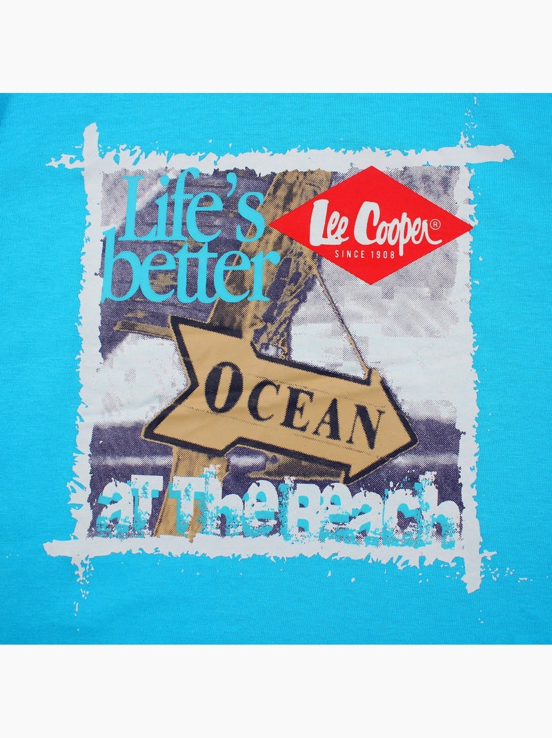 Lee Cooper - T-shirt manches courtes garçon avec imprime ocean Bleu - Kiabi