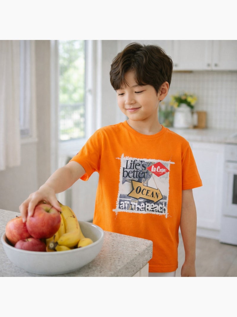 Lee Cooper - T-shirt manches courtes garçon avec imprime ocean Orange - Kiabi