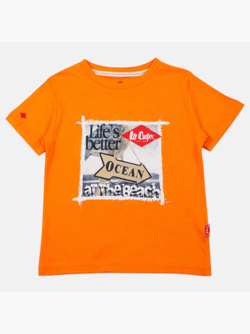 Lee Cooper - T-shirt manches courtes garçon avec imprime ocean Orange - Kiabi