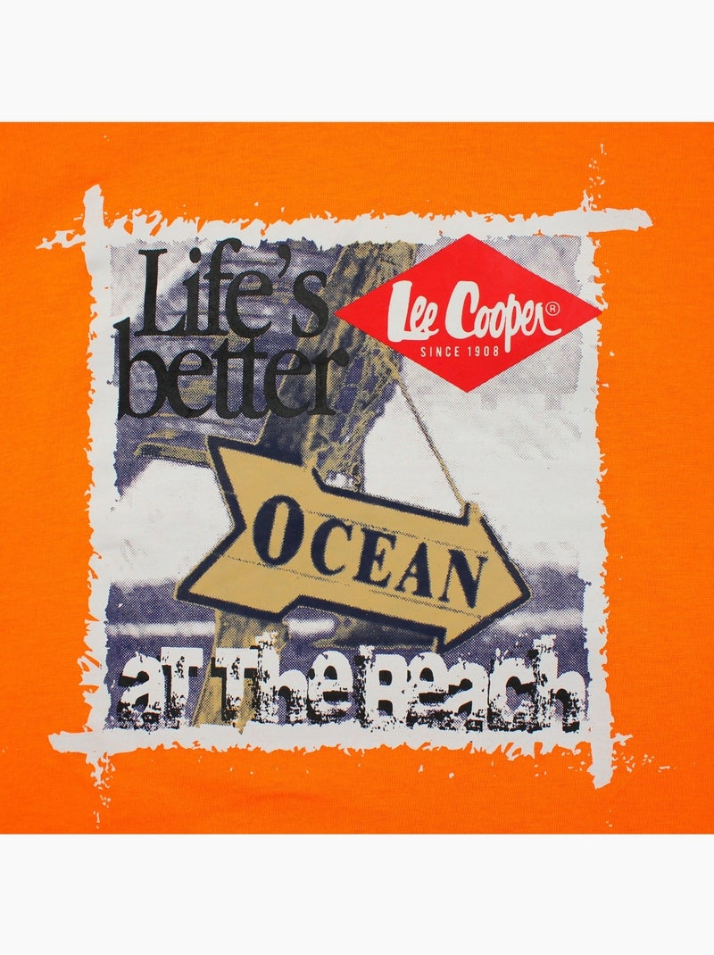 Lee Cooper - T-shirt manches courtes garçon avec imprime ocean Orange - Kiabi