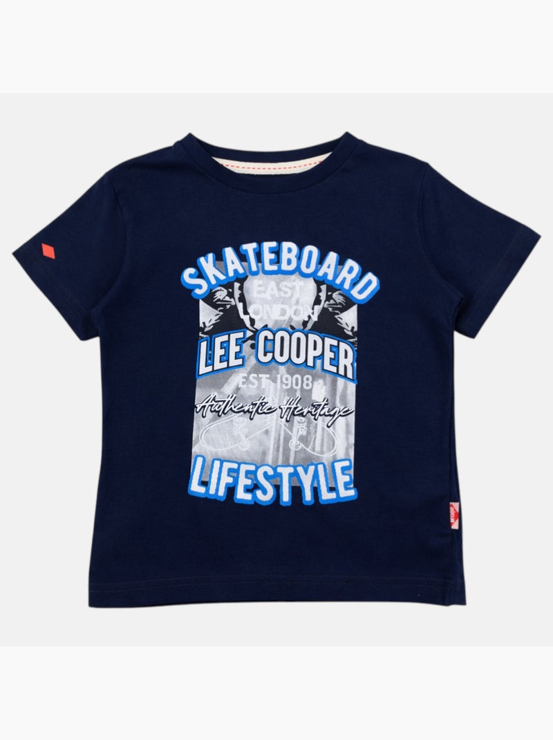 Lee Cooper - T-shirt manches courtes garçon avec imprime skateboard Bleu marine - Kiabi