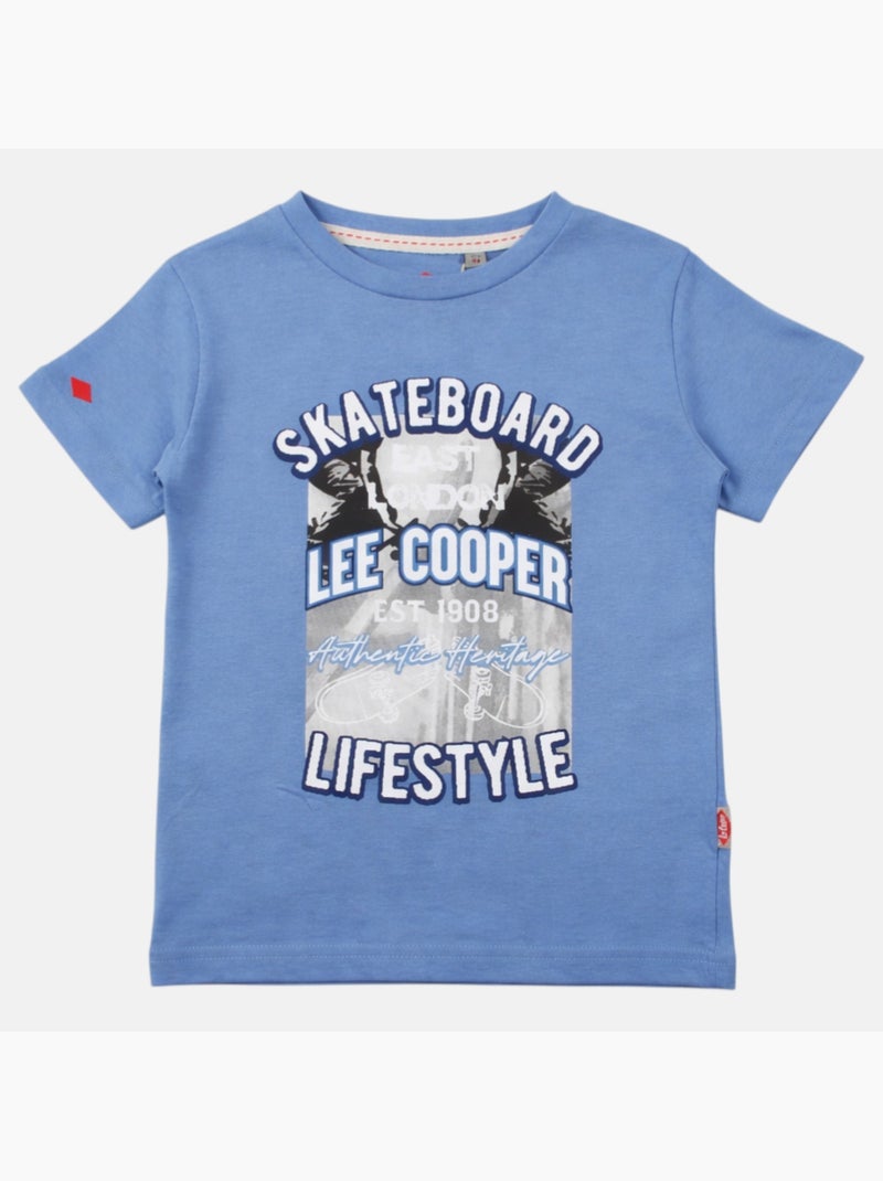 Lee Cooper - T-shirt manches courtes garçon avec imprime skateboard Bleu - Kiabi