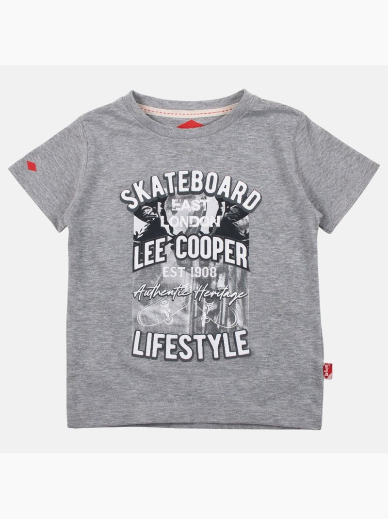 Lee Cooper - T-shirt manches courtes garçon avec imprime skateboard Gris - Kiabi