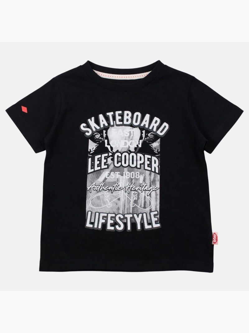 Lee Cooper - T-shirt manches courtes garçon avec imprime skateboard Noir - Kiabi