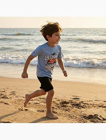 Lee Cooper - T-shirt manches courtes garçon avec motif plage