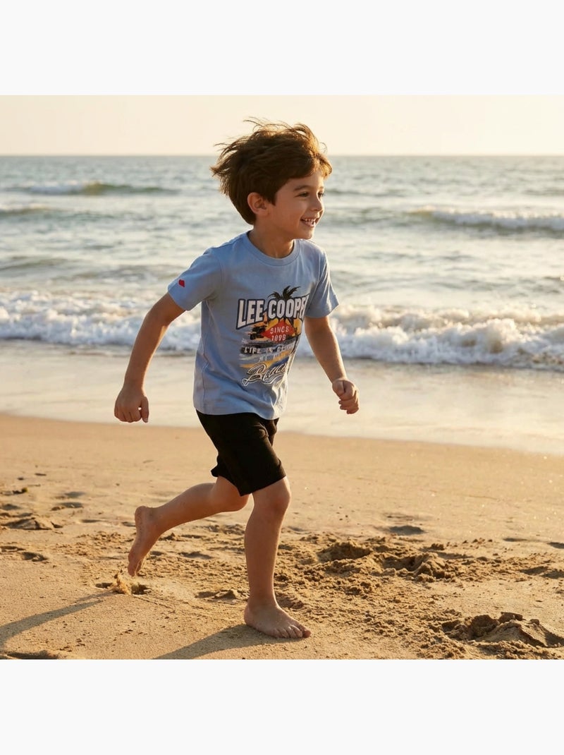 Lee Cooper - T-shirt manches courtes garçon avec motif plage Bleu - Kiabi