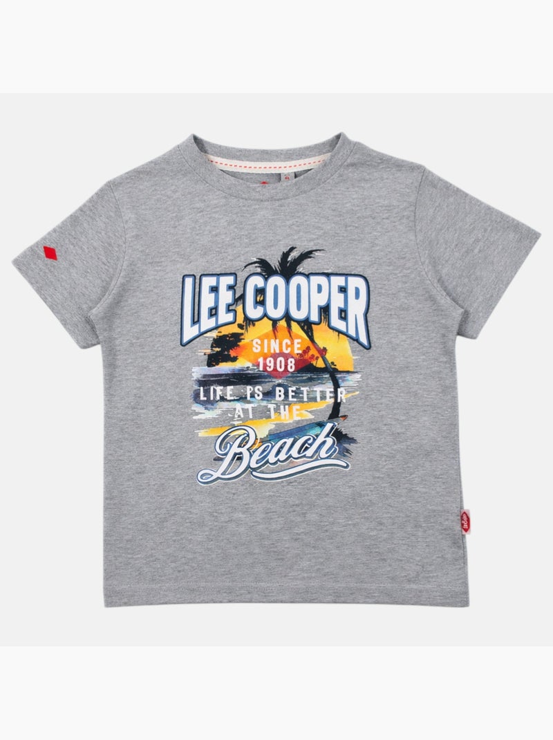 Lee Cooper - T-shirt manches courtes garçon avec motif plage Gris - Kiabi
