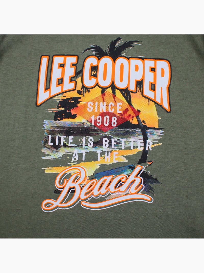 Lee Cooper - T-shirt manches courtes garçon avec motif plage Kaki - Kiabi