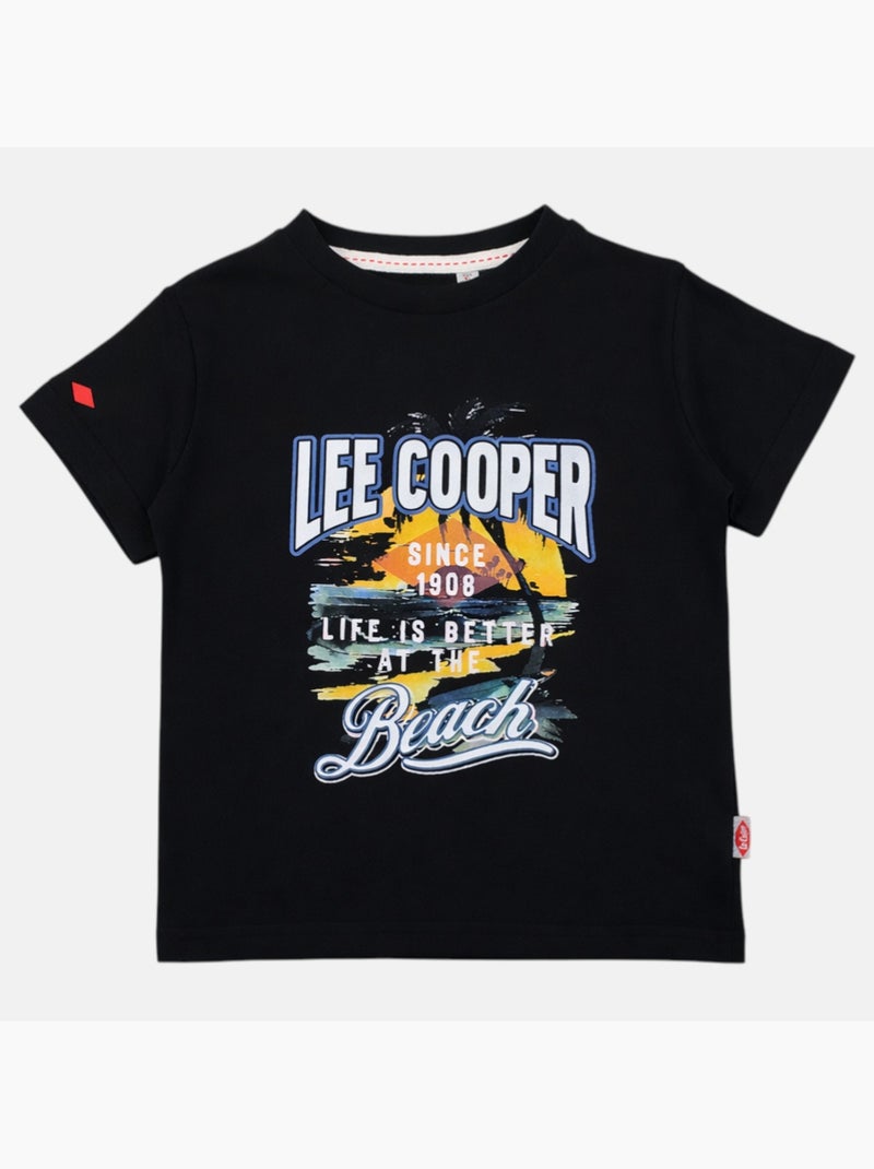 Lee Cooper - T-shirt manches courtes garçon avec motif plage Noir - Kiabi