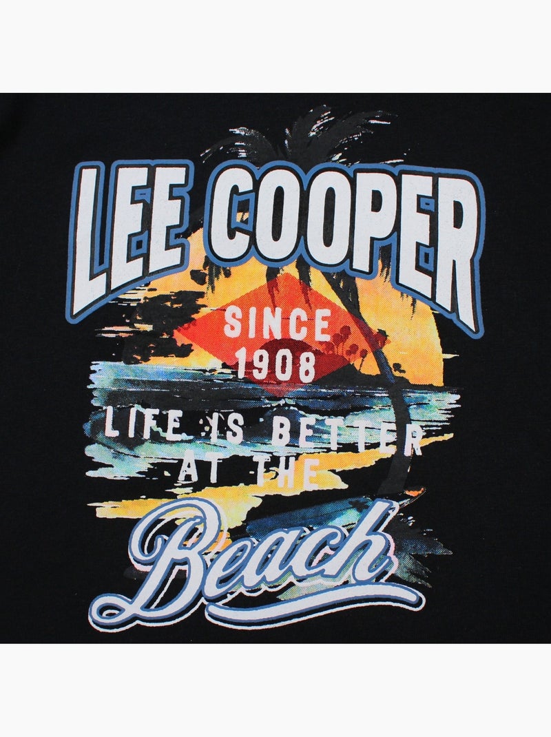 Lee Cooper - T-shirt manches courtes garçon avec motif plage Noir - Kiabi