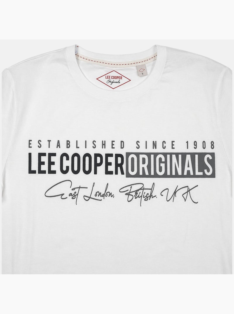 Lee cooper - t-shirt manches courtes imprimé, col rond Blanc - Kiabi