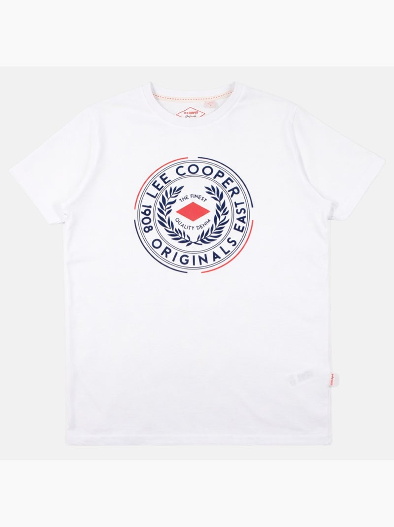 Lee cooper - t-shirt manches courtes imprimé, col rond Blanc - Kiabi