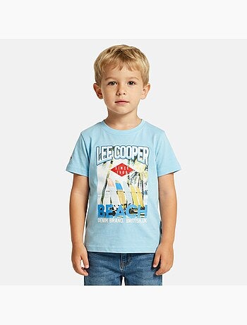 Lee cooper - t-shirt manches courtes imprimé plage, col rond