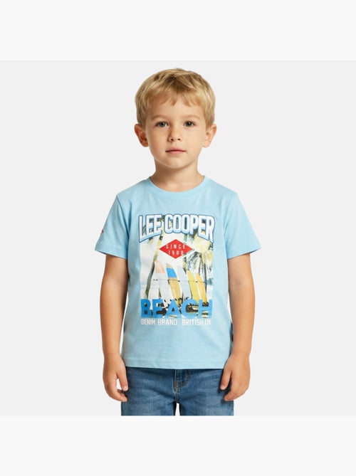 Lee cooper - t-shirt manches courtes imprimé plage, col rond - Kiabi