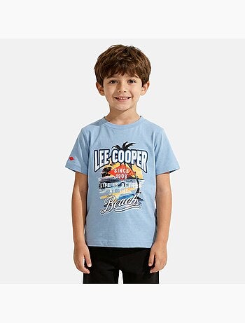 Lee cooper - t-shirt manches courtes imprimé plage, col rond