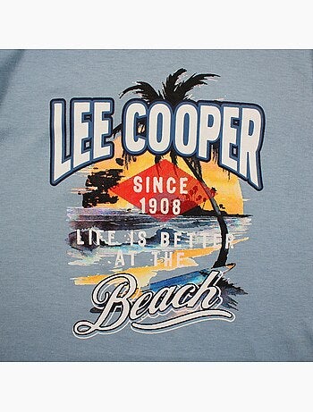 Lee cooper - t-shirt manches courtes imprimé plage, col rond